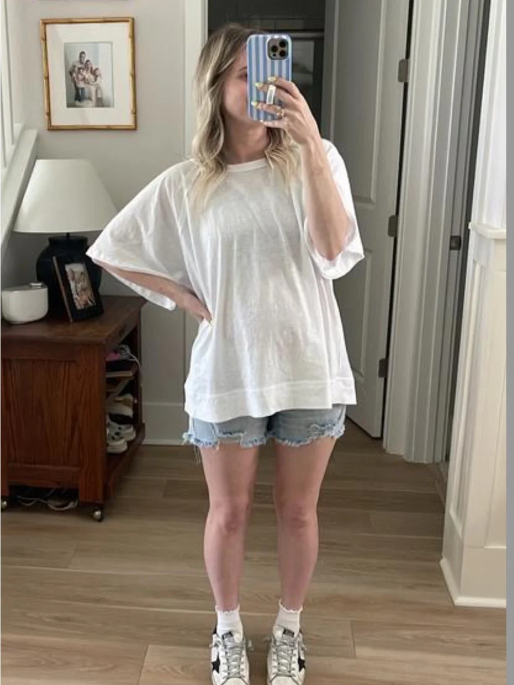 Maternity denim shorts